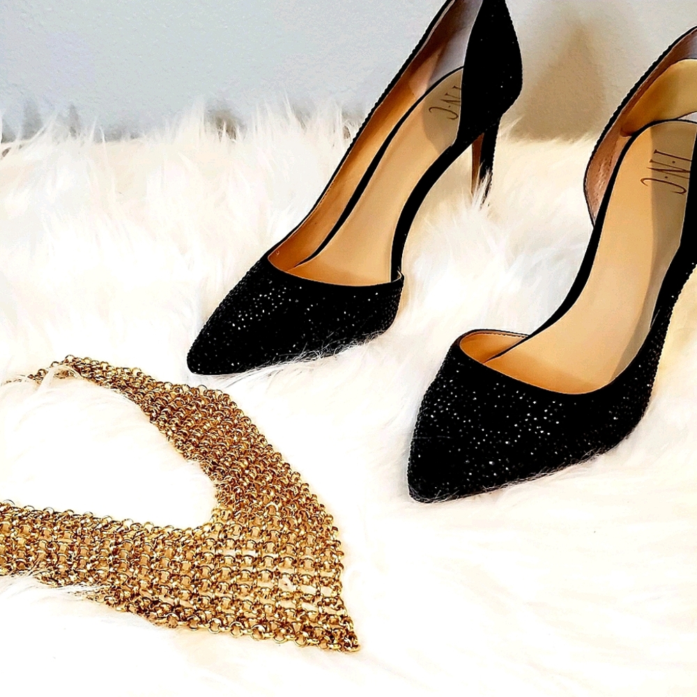 Black Sequin Heels 4''